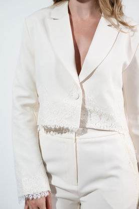 Imagen de Set Pantalon Y Blazer Manga Larga Con Encaje