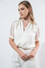 Imagen de Blusa Cuello V Con Collar En Satin Mangas Trasparentes