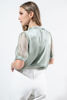Imagen de Blusa Cuello V Con Collar En Satin Mangas Trasparentes