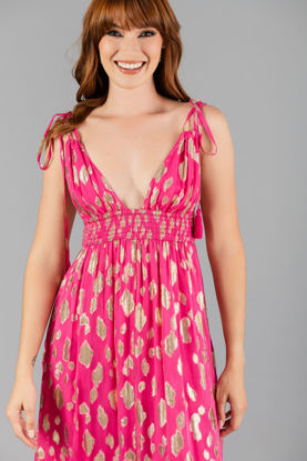 Imagen de Vestido Escote Profundo Print Dorado   ( Exclusivo Pagina)