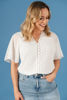 Imagen de Blusa Cuello V Manga Corta, Croche Frente  ( Exclusiva Pagina)