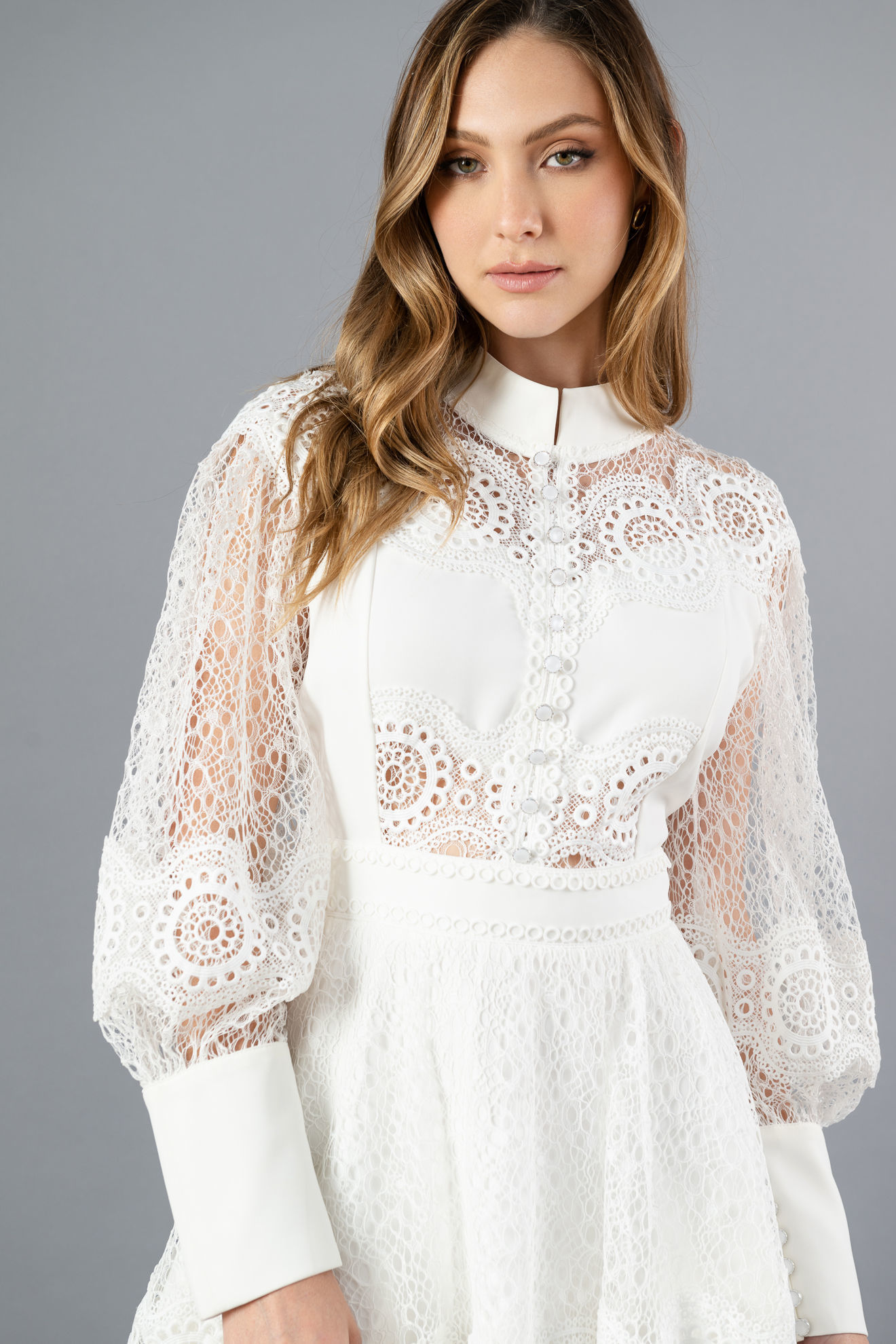 Imagen de Vestido Manga Larga Con Encaje   (Exclusivo Pagina)