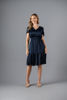 Imagen de Vestido En Satin Forrado, Cuello V Manga Corta   ( Exclusivo Pagina)