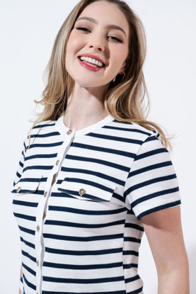 Imagen de Blusa Manga Corta Rayas Botones