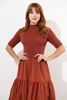 Imagen de Vestido Cuello Alto Manga Corta, Falda Amplia