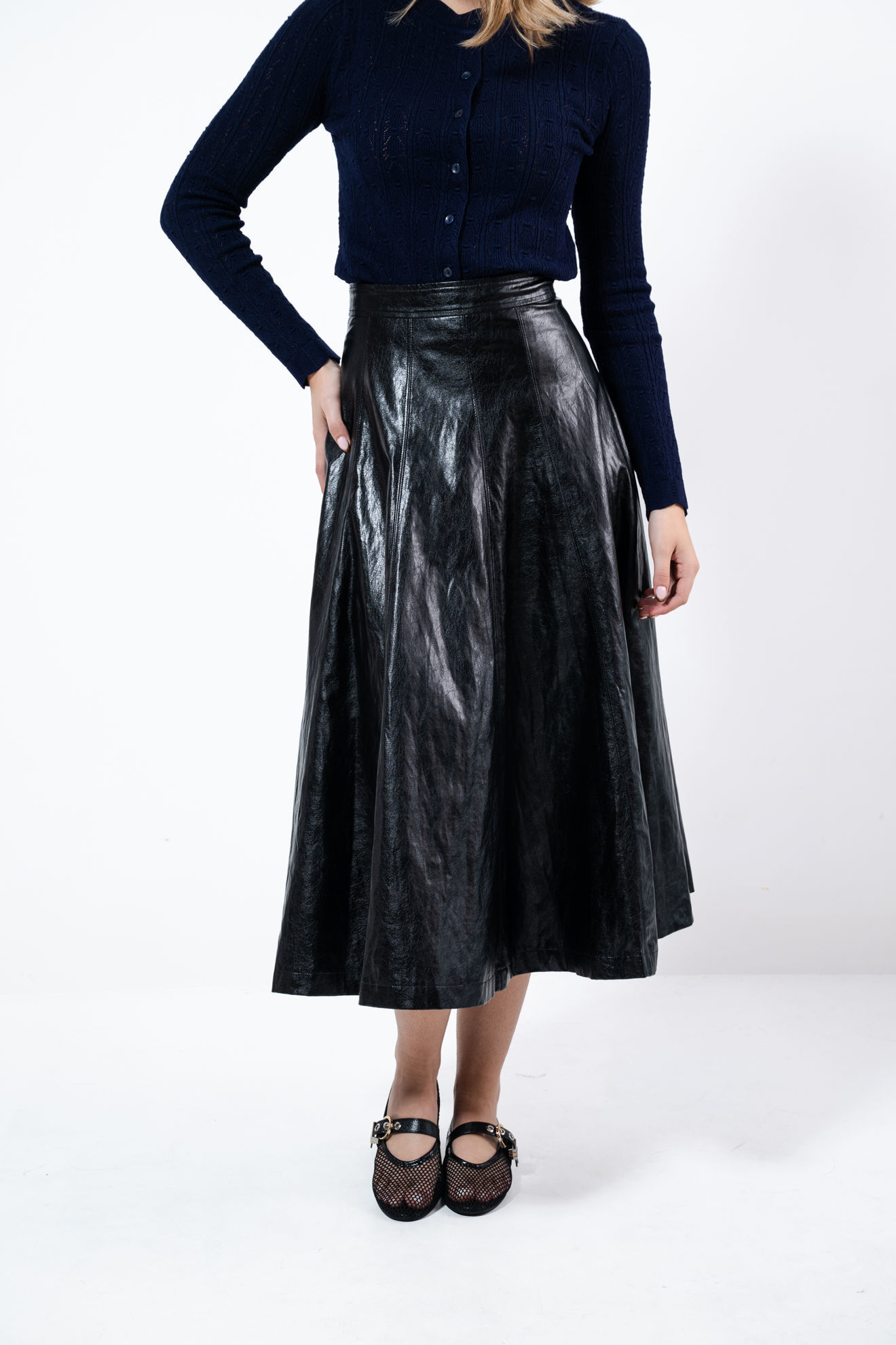 Imagen de Falda Midi En Cuerina