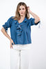 Imagen de Blusa En Denim Alforzas Y Vuelo Cuello