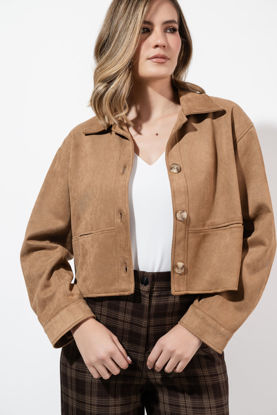 Imagen de Jacket En Suede Cuello Camisero Y Botones Frente